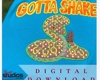 Gotta Shake Klapperschlange Stickdatei | Stickdatei für die Stickmaschine Plattstich | Sofort Download
