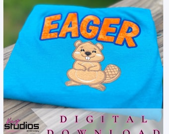 Eager Biber Stickdatei | Stickdatei für die Stickmaschine Plattstich | Sofort Download