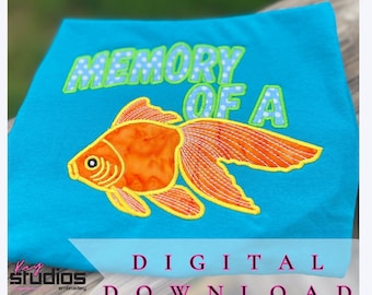 Erinnerung an eine Goldfisch Stickdatei | Stickdatei für die Stickmaschine Plattstich | Sofort Download