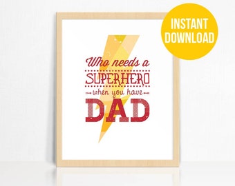 PRINTABLE Superhero Dad Wall Print | Father's Day Gift