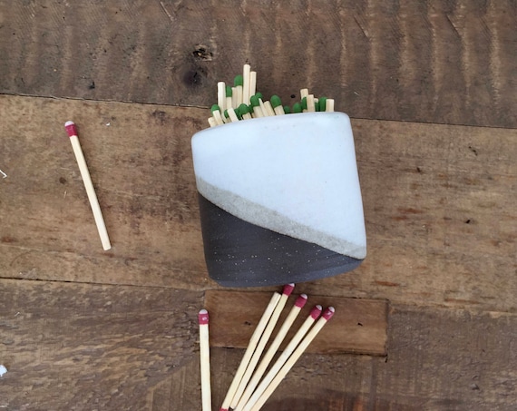Ceramic Matchstick holder- Strike on side- White- small jar