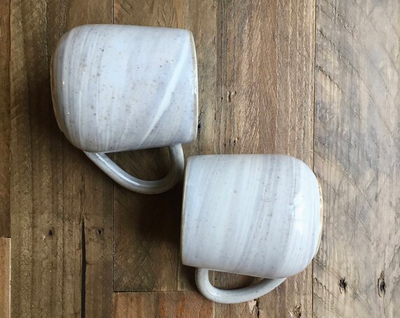 ceramic coffee mug-marble design -Beige and white