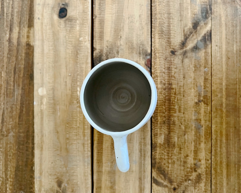 Tall Round-Bottom Mug White and Beige Handmade Ceramic Coffee Mug image 6