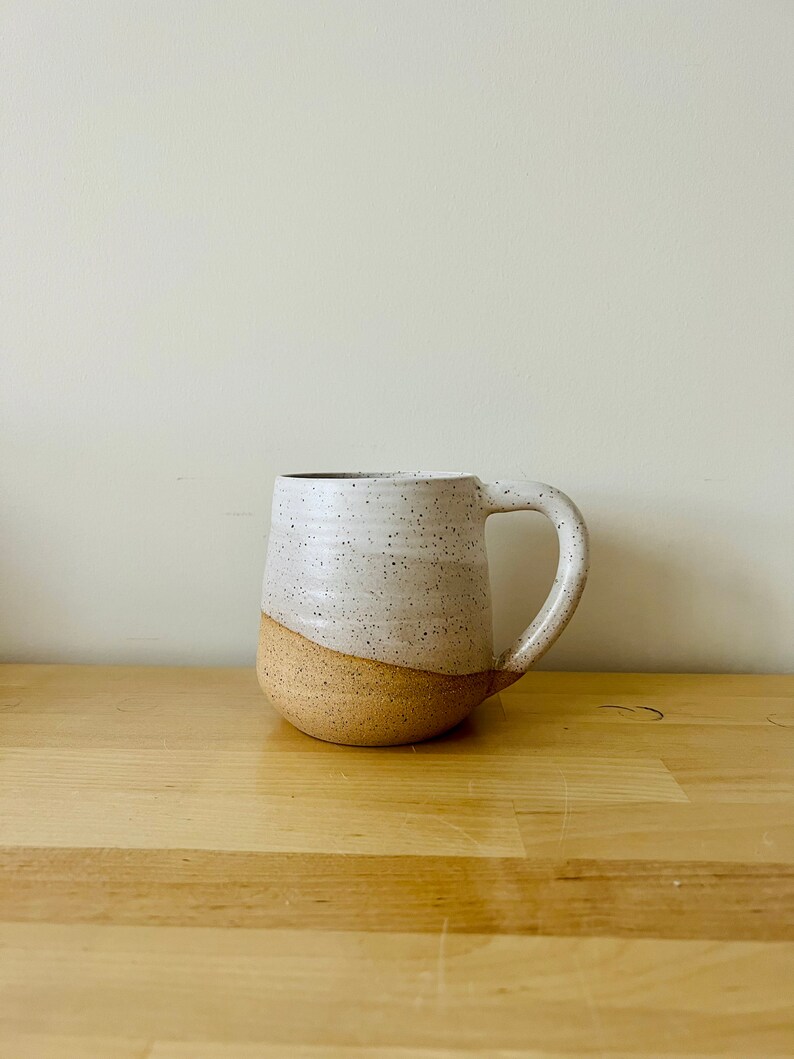 Round Bottom Mugs White and Speckled Handmade Coffee Mugs Etsy
