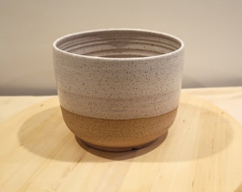 Seconds - Round Bottom Planter with Drainage Hole -  Speckled White - Handmade Ceramic