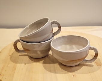 Seconds - Angled Teacup - Oversized Espresso Mug - White - Handmade Ceramic