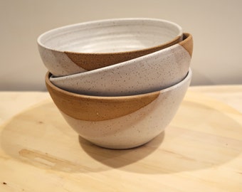 Seconds - Angled Bowl - Speckled White - Handmade Ceramic
