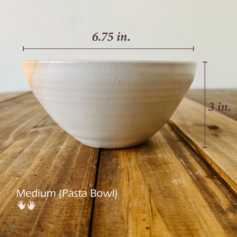 Angled Bowls White and Natural Stoneware Handmade Ceramic Kitchenware Size and Style Options image 10