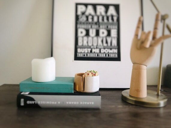 matchstick duo- ceramic Matchstick holder- With discard slot- Strike on side