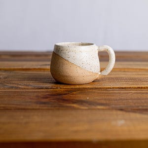 Round-Bottom Espresso Mug - handmade small coffee cups-Unique Stoneware Kitchenware- 4oz speckled sand