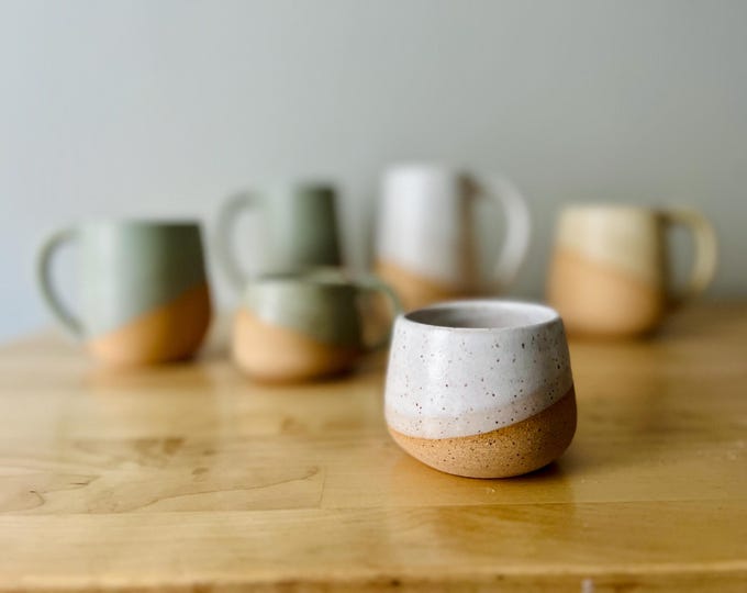 Handmade Criss-Cross Espresso Cup – Small Ceramic Coffee Mug or Tumbler – Modern White Kitchenware Gift