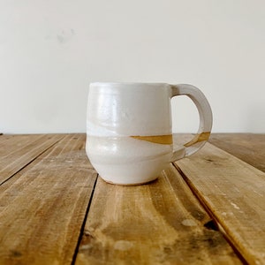Criss-Cross Angled Mug - White - Handmade Ceramic Kitchenware