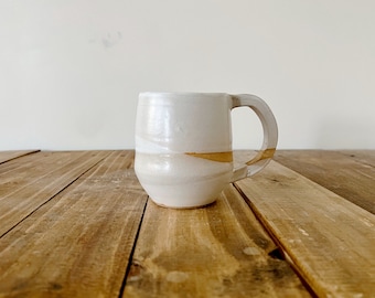 Criss-Cross Angled Mug - White - Handmade Ceramic Kitchenware