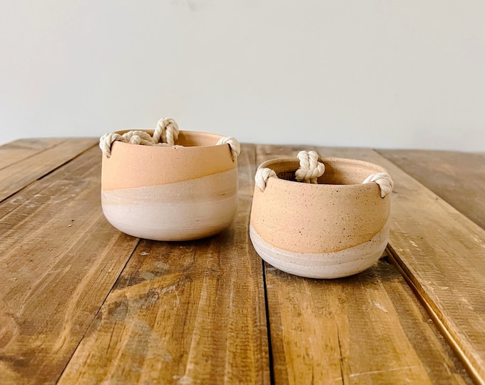 Hanging Orb Pot with Cord - White - Handmade Ceramic - Color Options
