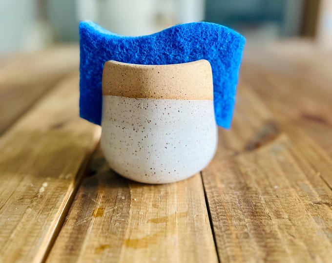 NEW! Handmade Ceramic Sponge Holder – White Kitchen Decor, Gift for Home, Modern Sink Accessory, Unique Pottery Sponge Holder