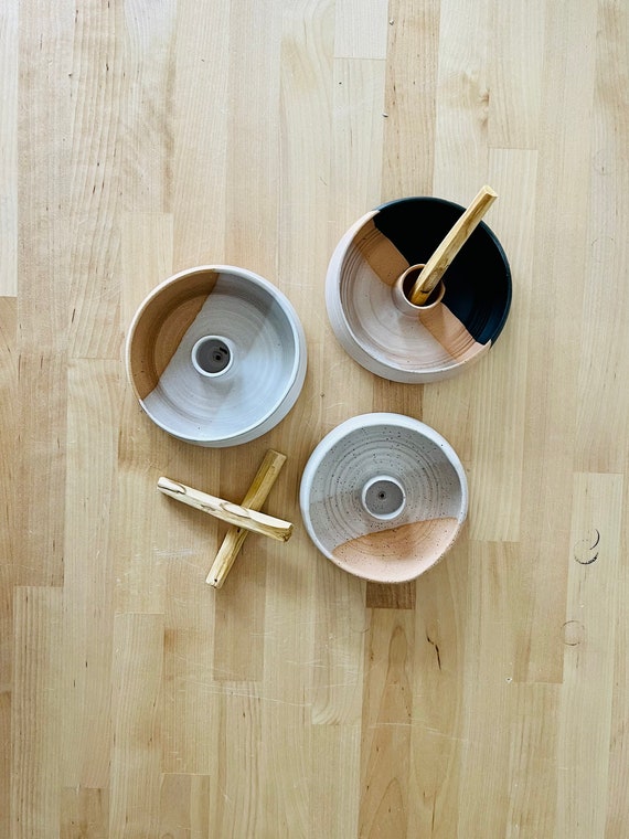 angled burner tray- santo palo- incense- sage- handmade