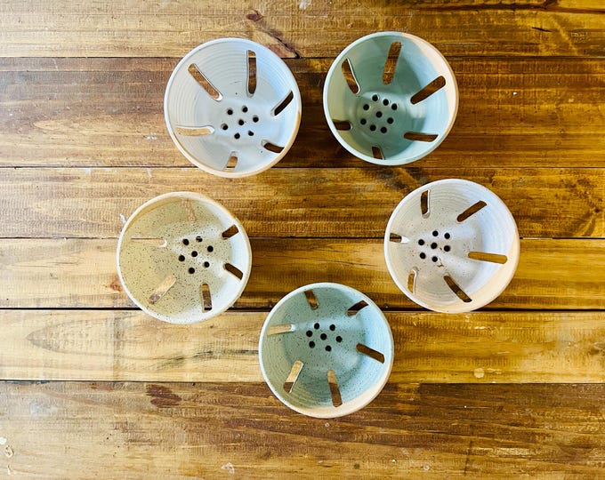 Handmade Ceramic Berry Bowls – Natural Stoneware – Modern Kitchenware – Colander Bowls- colors