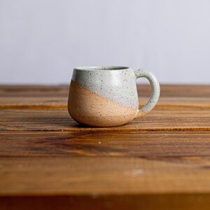 Round-Bottom Espresso Mug - handmade small coffee cups-Unique Stoneware Kitchenware- 4oz speckled mint