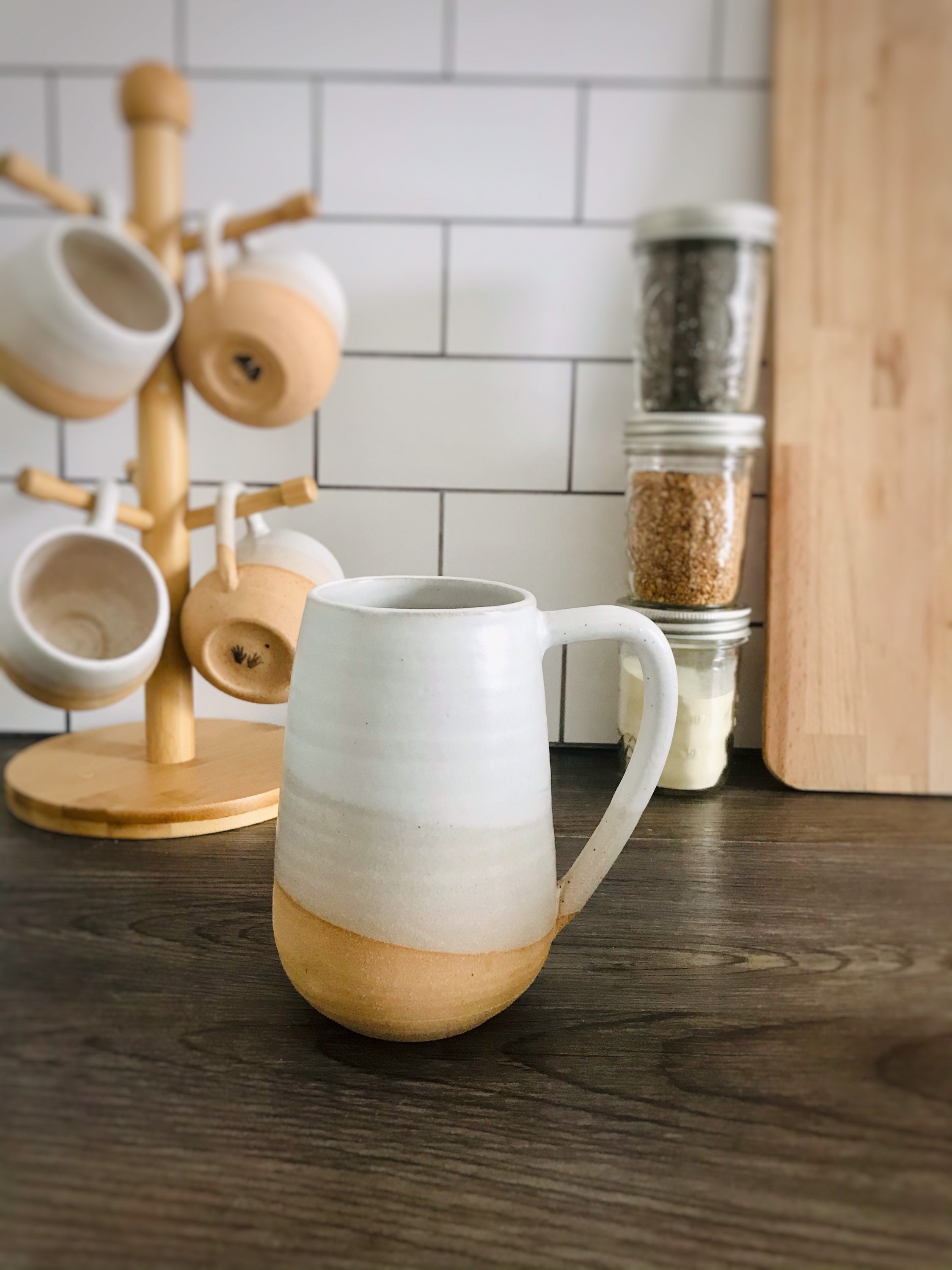Tall rounded coffee mugcoffee cup handmade kitchen decor Etsy