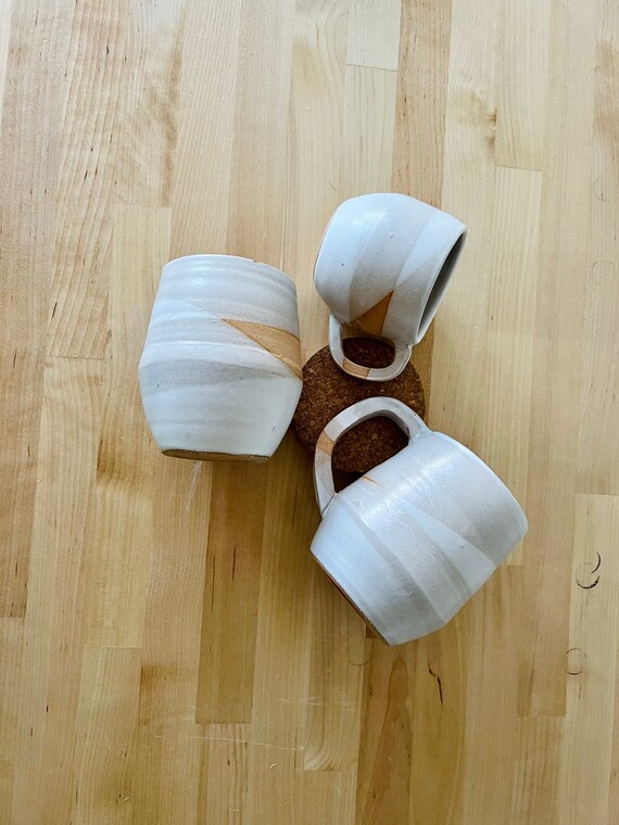 Cross cross angled mugs - white mugs - handmade- various sizes