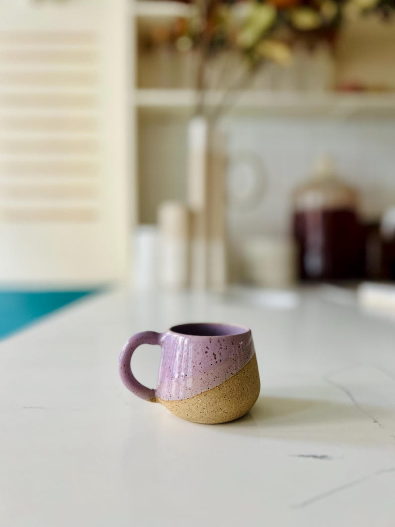 Round-Bottom Espresso Mug - handmade small coffee cups-Unique Stoneware Kitchenware- 4oz lavender