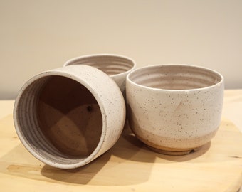 Seconds - Round-Bottom Pot and Saucer - White - Handmade Ceramic
