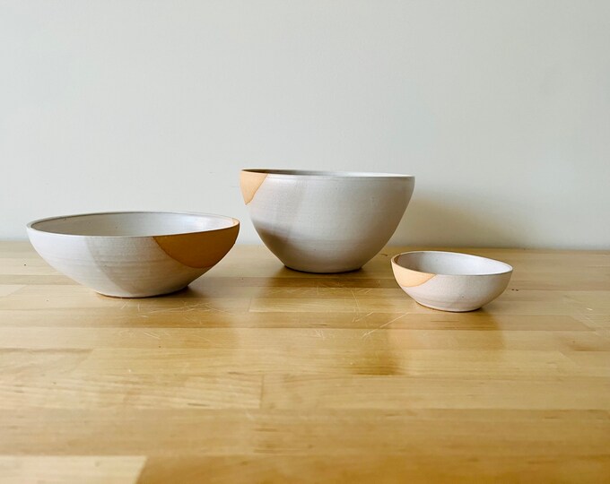 Angled Bowls - White - Handmade Ceramic Kitchenware - Size Options