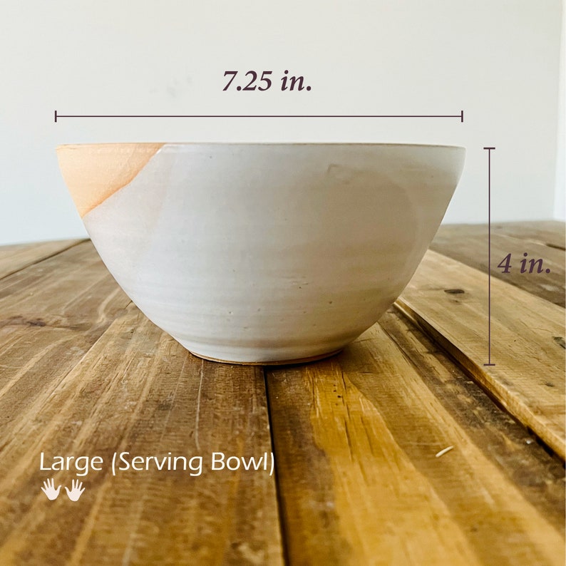 Angled Bowls White and Natural Stoneware Handmade Ceramic Kitchenware Size and Style Options image 9