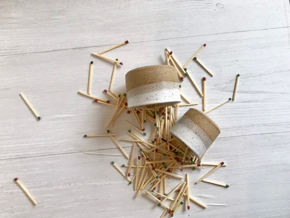 Speckled- ceramic Matchstick holder- Strike on side - two size options