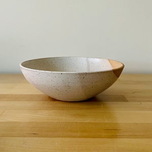 Angled Bowls White and Natural Stoneware Handmade Ceramic Kitchenware Size and Style Options Medium - Speckled
