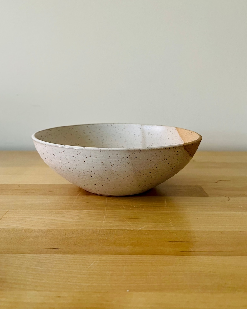Angled Bowls White and Natural Stoneware Handmade Ceramic Kitchenware Size and Style Options Medium - Speckled