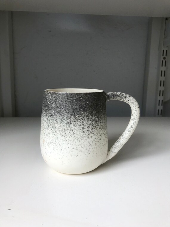 ceramic mug - coffee cup -modern white and black spray.