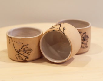 Seconds - Floral Ceramic Matchstick Holder - Smooth Stoneware Texture - Strike-on-side - Handmade Ceramic