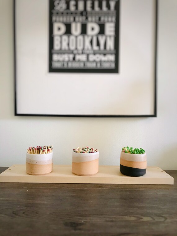 ceramic Matchstick holder- Strike on side