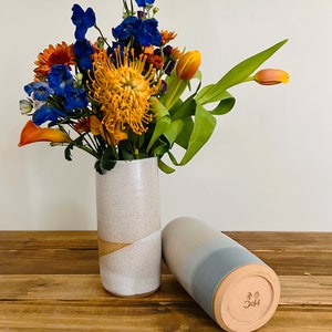 Criss-Cross Vase - Tall Cylinder - Handmade Ceramic - Color Options