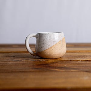 Round-Bottom Espresso Mug - handmade small coffee cups-Unique Stoneware Kitchenware- 4oz speckled white