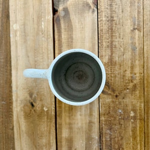 Tall Round-Bottom Mug White and Beige Handmade Ceramic Coffee Mug image 4