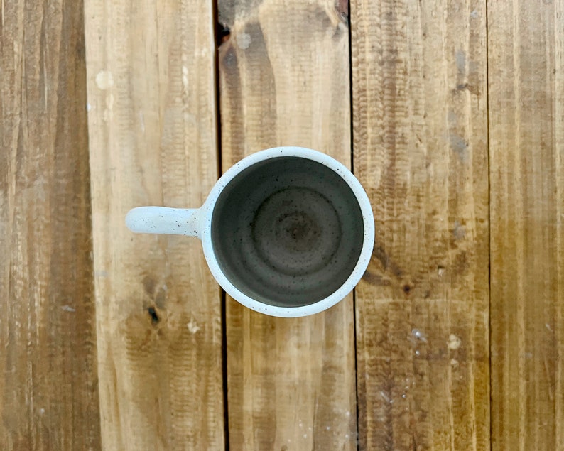 Tall Round-Bottom Mug White and Beige Handmade Ceramic Coffee Mug image 4