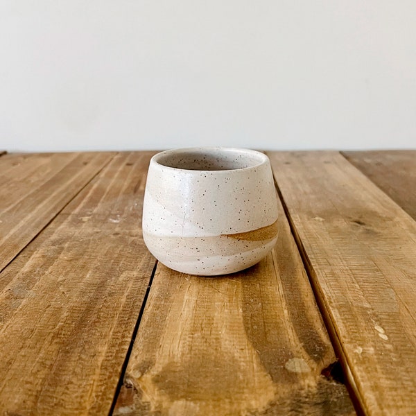 Criss-Cross Espresso Cup - Coffee Mug - Small Tumbler - Handmade Ceramic Kitchenware - White