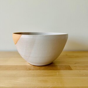 Angled Bowls White and Natural Stoneware Handmade Ceramic Kitchenware Size and Style Options Large - Beige/White
