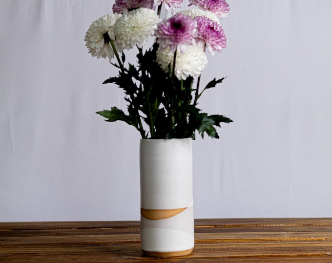 Handmade Criss-Cross Tall Cylinder Vase – Unique Ceramic Flower vase