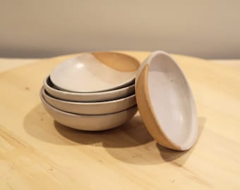 Seconds - Angle-Dipped Ramekin - White and Natural Stoneware - Handmade Ceramic