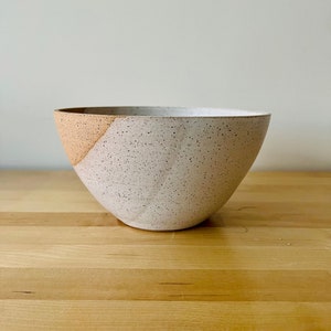 Angled Bowls White and Natural Stoneware Handmade Ceramic Kitchenware Size and Style Options Large - Speckled