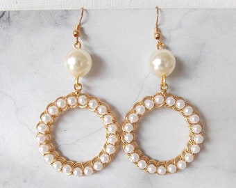 Boucles d'oreilles Pearl Bead Hoop Drop