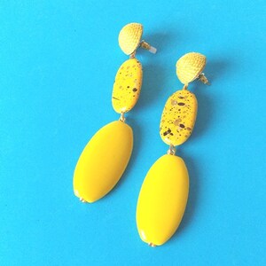Bright Yellow Pierced Drop Bead Earrings