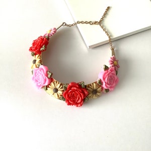 Multi-Coloured Floral Torque Boho Festival Choker Necklace image 6