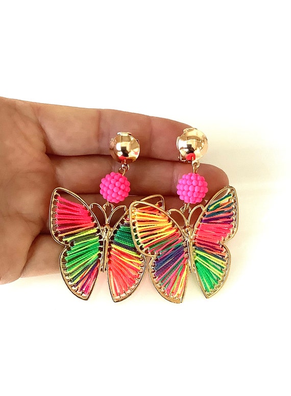 Neon clip on best sale earrings