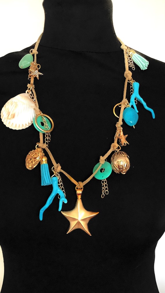 Boho Star and Shell Charm Handmade Necklace - Etsy