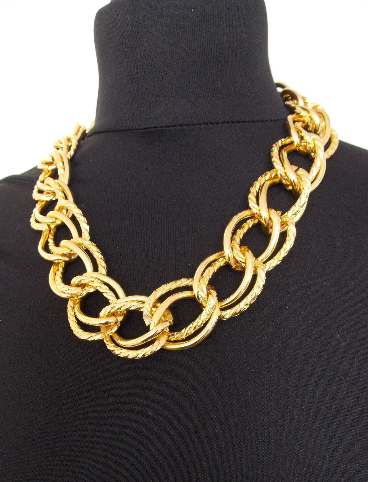 Chunky Gold Double Link Chain Statement Necklace Etsy
