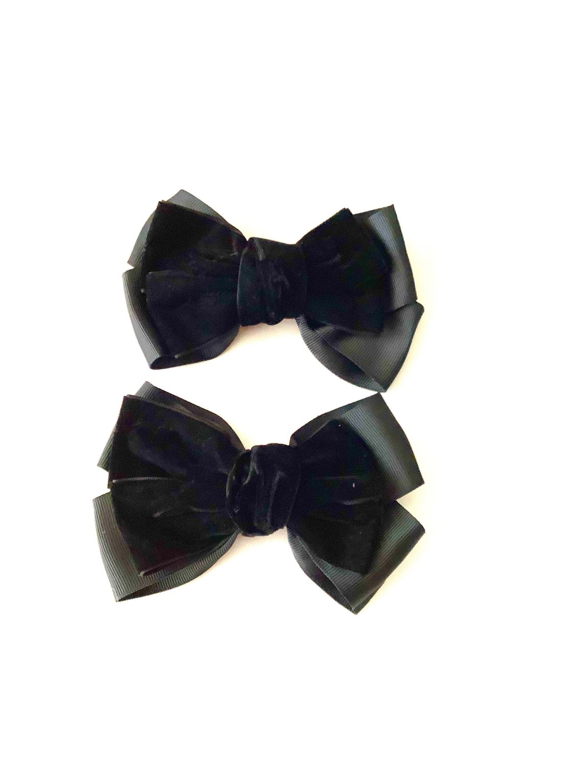 Ladies Big Black Velvet Bow Shoe Clips Etsy UK